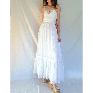 1970s White Cotton Maxi Dress: Vintage Candi Jones, Boho Bridal Gown